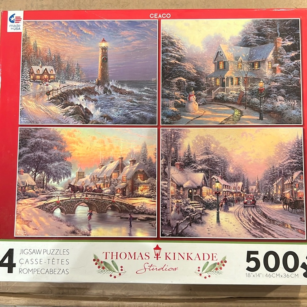 Thomas Kinkade set of 4 puzzles together